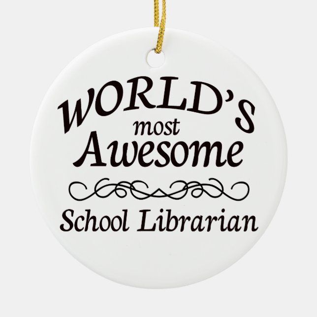 Världs skolar mest fantastisk bibliotekarien julgransprydnad keramik (Framsidan)