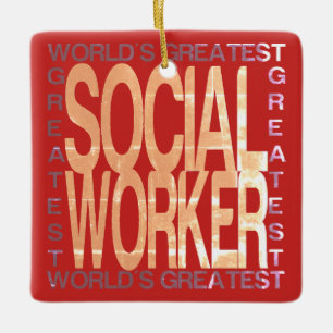 Världs största Social Worker Julgransprydnad Keramik