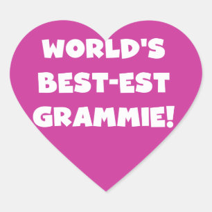 Världs T-tröja och gåvor för Bäst-est Grammie vit Hjärtformat Klistermärke