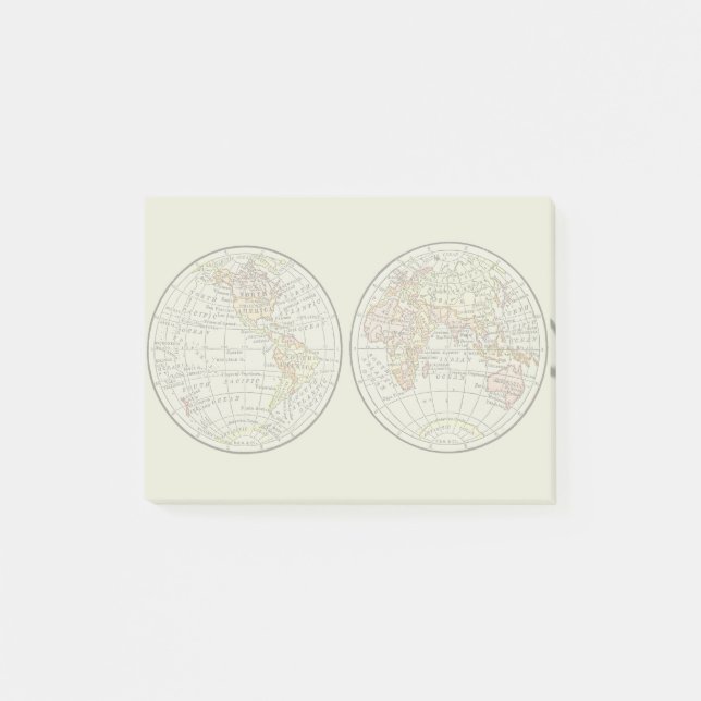 Världsatlasen för resande Globe Karta Earth 1916 Post-it Block (Framsida)