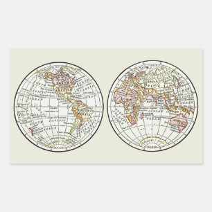 Världsatlasen för resande Globe Karta Earth 1916 Rektangulärt Klistermärke
