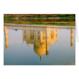 Världsberömda Taj Mahal-tempelreflektion vid Hälsningskort