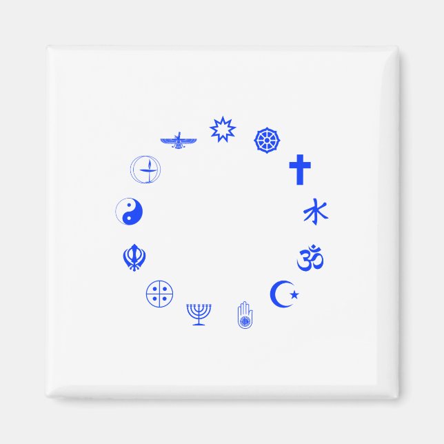 Världsblåa religioner magnet (Framsidan)