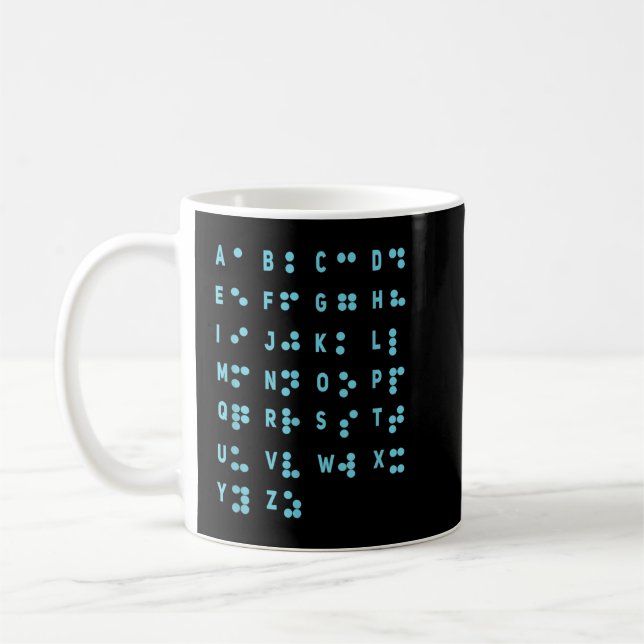 Världsblindskriftsdagen för Alphabet-felade punkte Kaffemugg (Vänster)