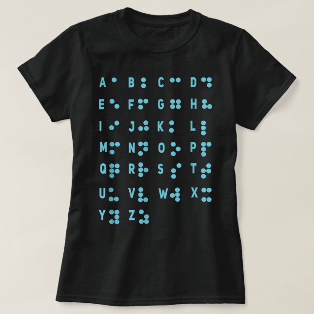 Världsblindskriftsdagen för Alphabet-felade punkte T Shirt (Design framsida)