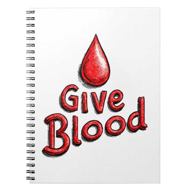 Världsblodgivardagen - Blodtext från Ge med droppa Anteckningsbok (Framsidan)