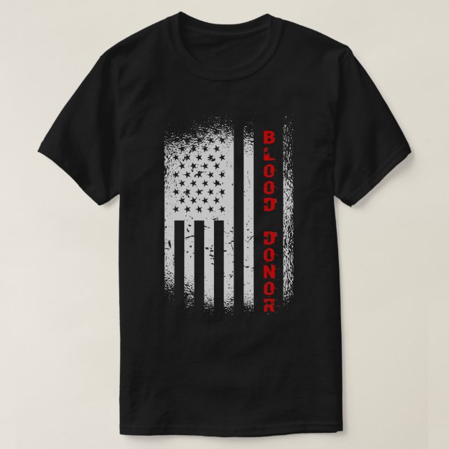 Världsblodgivardagen Blood Donation American Flagg T Shirt (Design framsida)