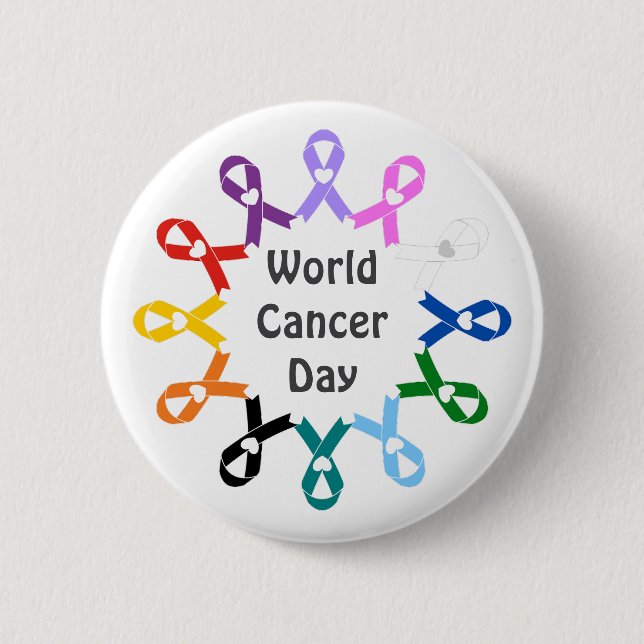 Världscancerdagen Breast Lung Colon Liver Prostate Knapp (Framsida)