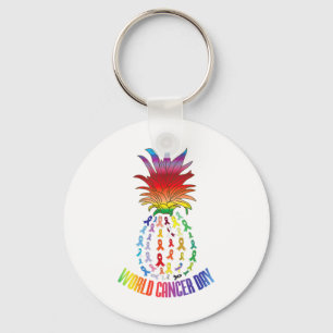 Världscancerdagen medvetenhet om ananas nyckelring