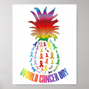 Världscancerdagen medvetenhet säger ananas poster
