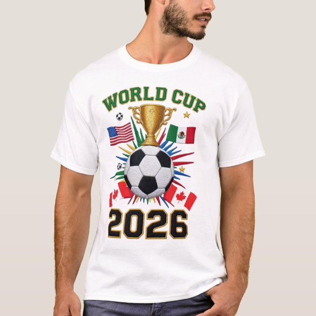 Världscupen 2026 Fotbollsemblem T Shirt (Framsida)
