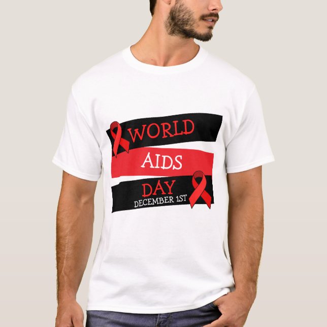 Världsdagen Aids 1:a Button Shirt T Shirt (Framsida)