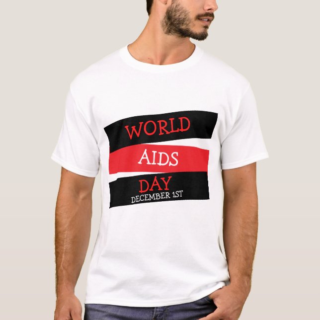 Världsdagen Aids 1:a Button Shirt T Shirt (Framsida)