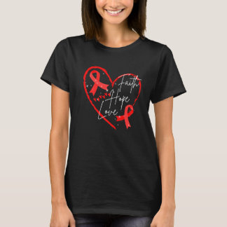 Världsdagen Aids: Röda band Faith Hope Kärlek Aids T Shirt
