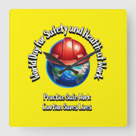 Världsdagen för arbetarskyddsfrågor fyrkantig klocka