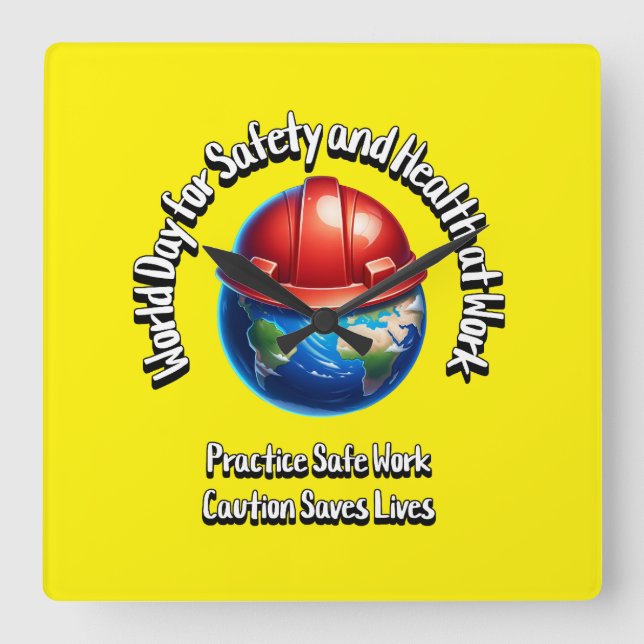 Världsdagen för arbetarskyddsfrågor fyrkantig klocka (Framsida)