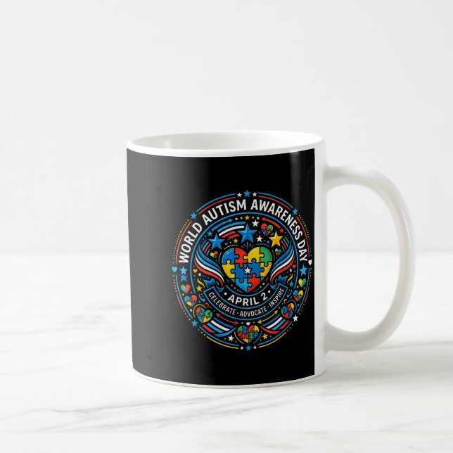 Världsdagen för autism 2 april band merch kaffemugg (Höger)