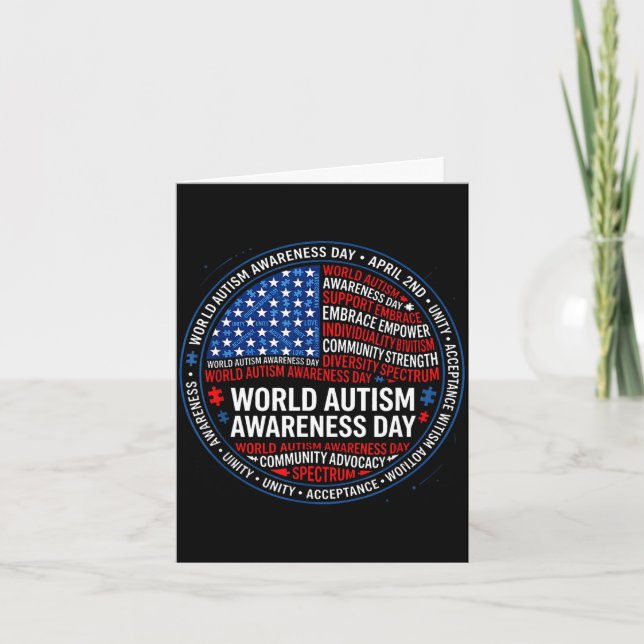 Världsdagen för autism 2 april band merch kort (Framsida)