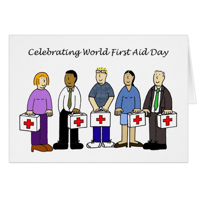 Världsdagen för första hjälpen, september hälsningskort (Framsidan Horizontal)