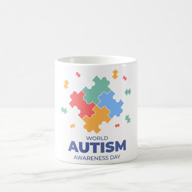 Världsdagen för ökad medvetenhet om autism kaffemugg (Center)