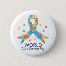 Världsdagen för ökad medvetenhet om autism knapp