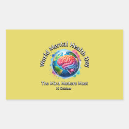 Världsdagen för psykisk hälsa. Mest betydelsefulla Rektangulärt Klistermärke