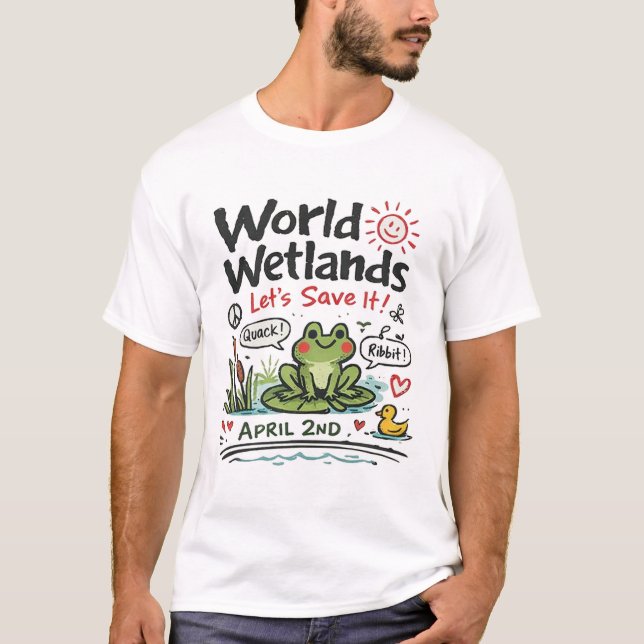 Världsdagen för våtmarker Söt groda illustration T Shirt (Framsida)