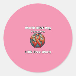 Världsdagen i AIDS. AIDS Free World. Runt Klistermärke