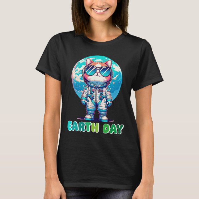 Världsdagen - Kat Astronaut Spara T Shirt (Framsida)