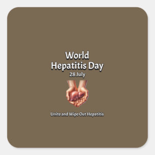 Världsdagen mot hepatit. Ta ihop och torka ut hepa Fyrkantigt Klistermärke
