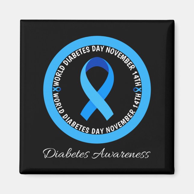 Världsdiabetesdagen 2023 Typ 1 Typ 2 Diabetes Magnet (Framsidan)