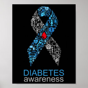 Världsdiabetesdagen Diabetesmedvetandesband Poster