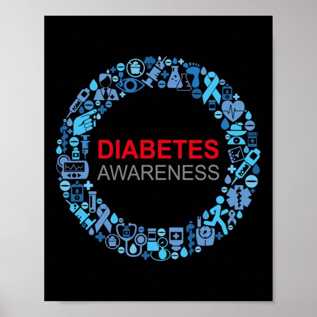 Världsdiabetesdagen för diabetesmedvetande poster (Framsidan)
