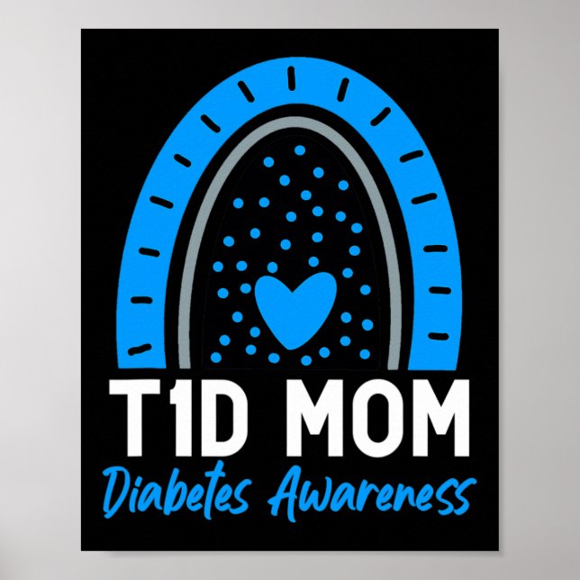 Världsdiabetesdagen Kläder T1D Typ 1-diabetes Mamm Poster (Framsidan)