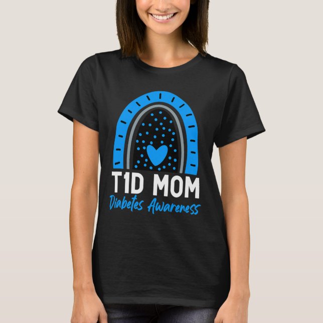 Världsdiabetesdagen Kläder T1D Typ 1-diabetes Mamm T Shirt (Framsida)