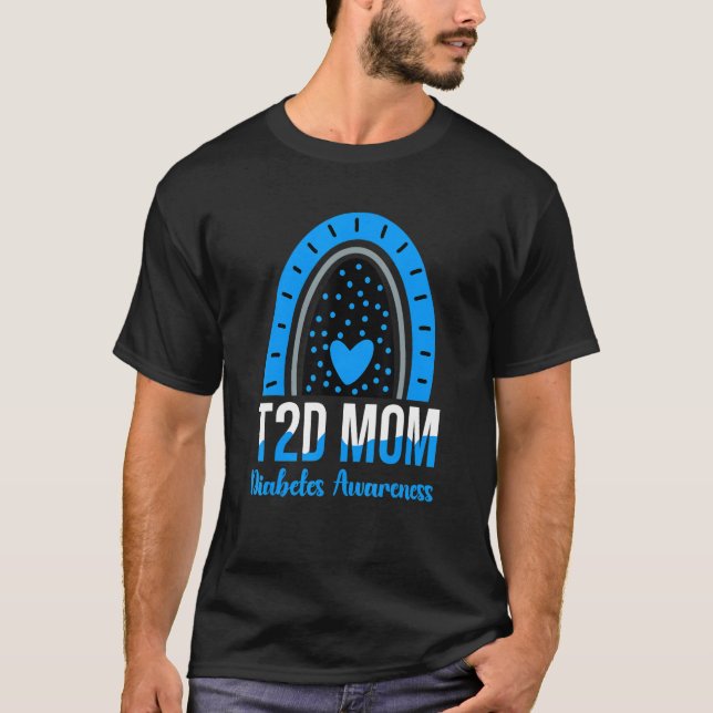 Världsdiabetesdagen Kläder T2d Mamma regnbåge av t Shirt (Framsida)
