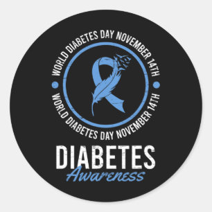 Världsdiabetesdagen November Sjukdomsmedvetenhet I Runt Klistermärke
