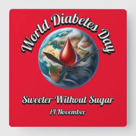 Världsdiabetesdagen. Sötare utan socker. Fyrkantig Klocka