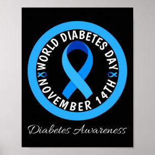 Världsdiabetesdagen Typ 1 Typ 2-diabetesmedel Awar Poster