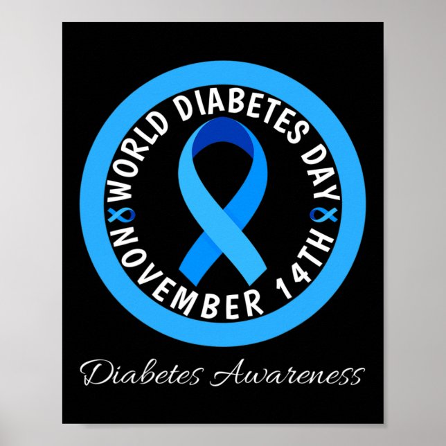 Världsdiabetesdagen Typ 1 Typ 2 Diabetesmedvetenhe Poster (Framsidan)