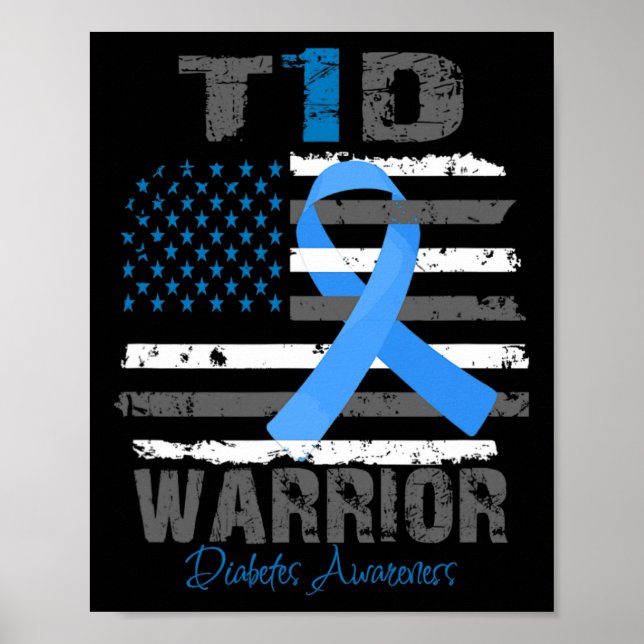 Världsdiabetesmedvetandet Blue Ribbon T1D Warrior  Poster (Framsidan)