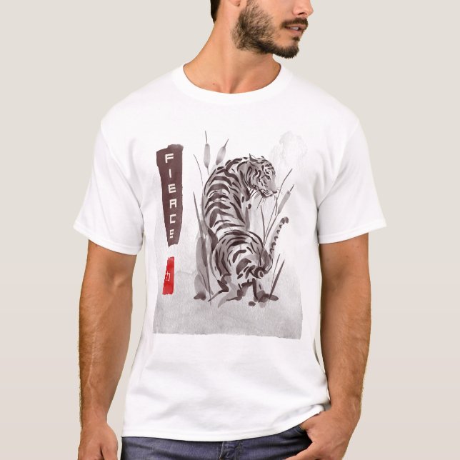Världsdjurdagen - 力 (styrka) tigger t shirt (Framsida)