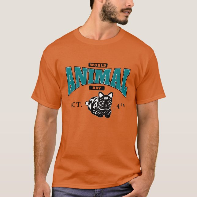 Världsdjurens dag 4 oktober pojke t shirt (Framsida)