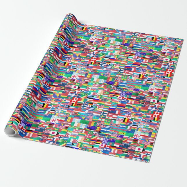 VärldsflaggaCollage Presentpapper (Utrullad)