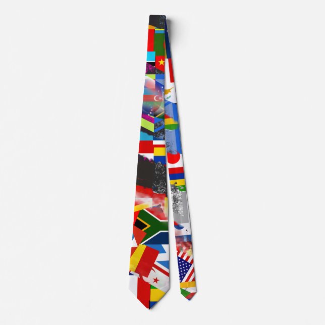Världsflaggor Global Glitch Abstrakt Kollage  Slips (Framsida)