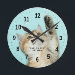 Världsfoto för bästa Kat-Anpassningsbarna i Mamma Rund Klocka<br><div class="desc">Världens bästa Cat Mamma Anpassningsbar Funny Pet Photos-klocka</div>