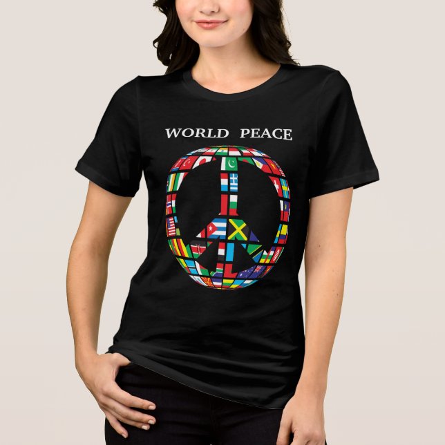 världsfred T-shirt Tri-Blend skjorta (Framsida)