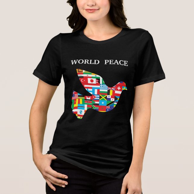 världsfred Tri-Blend T-shirt (Framsida)