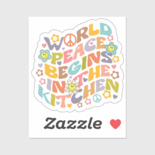 Världsfreden börjar i köket, Retro Vegan Klistermärken