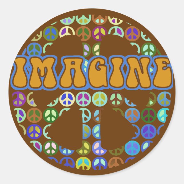 Världsfreden - Retro Runt Klistermärke (Framsida)